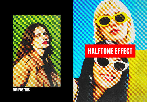 Lines Print Photo Effect &ndash; Halftone for Poster & Social Media (PSD)