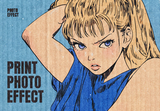 Retro Print Photo Effect &ndash; Cardboard for Album Cover & Social Media (PSD)