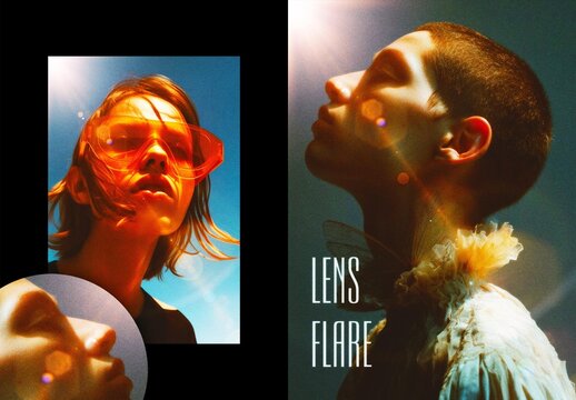 Lens Flare Photo Effect &ndash; Warm Tint for Poster & Social Media (PSD)