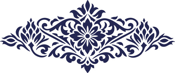 Obraz premium Ottoman Floral Border SVG – Turkish Decorative Ornament, Islamic Arabesque Pattern, Vintage Symmetrical Divider Vector