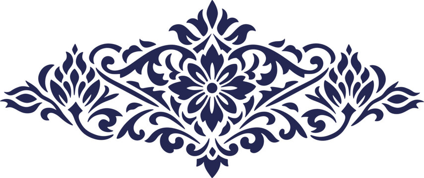 Ottoman Floral Border SVG &ndash; Turkish Decorative Ornament, Islamic Arabesque Pattern, Vintage Symmetrical Divider Vector