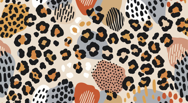 Abstract Leopard Print Seamless Pattern Design.