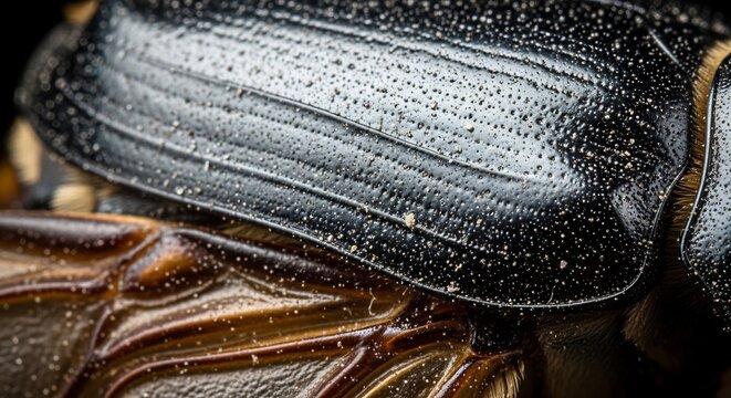 Extreme Macro Shot of a Beetles Exoskeleton with Intricate Details.