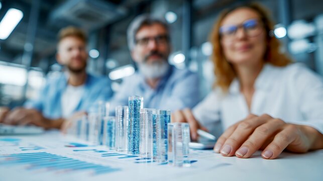 Team reviewing a futuristic digital city model for architecture and development