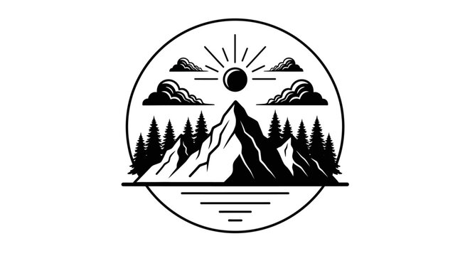 Black mountain landscape logo design.