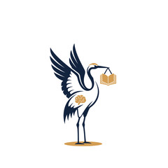 Fototapeta premium Illustration of a stork with a package.