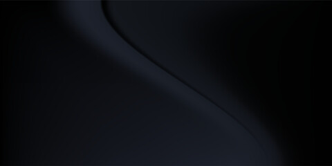 Black dark gray blue abstract elegant background. Drapery. Curtain. Fabric material. Soft folds. Wave stripe line. Gradient. Empty space. Design. Template. © ribut