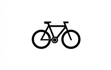 Fototapeta premium Simple black and white icon of a bicycle, facing right, on a white background