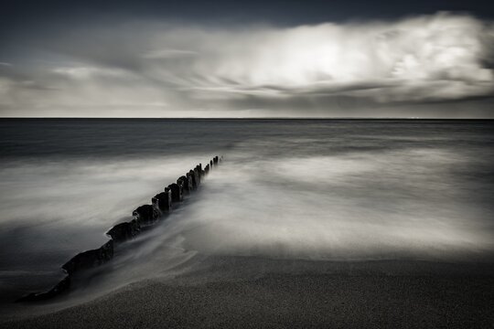 Groynes on the beach, Sylt Island, Germany