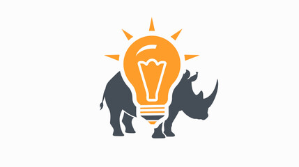 Rhino silhouette with glowing lightbulb conceptual design creative idea innovation © Mangku