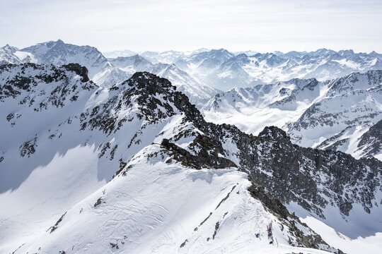 Peaks and mountains in winter, Sellraintal, Stubai Alps, K&uuml;htai, Tyrol, Austria