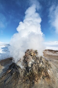 Steaming fumarole, solfatara in Hverar&ouml;nd, also Hverir or Namaskard, geothermal area, North Iceland, Iceland