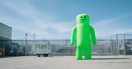 Fototapeta premium Large green inflatable figure outdoors
