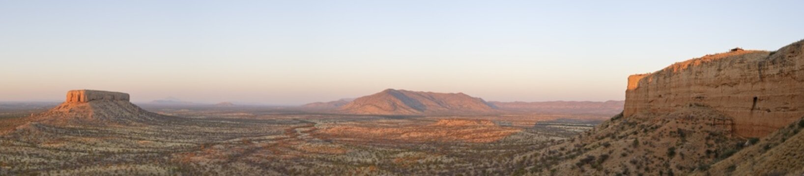 On the right mesa with restaurant near the Vingerklip Lodge at Khorixas, Namibia, Africa