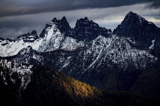 Snowy peaks of the Civetta Group, Zoldo Alto, Val di Zoldo, Dolomites, Italy