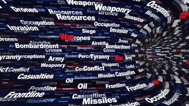 WAR Keywords Animation on Tunnel Walls, Background, Loop
