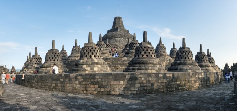 Temple complex Borobudur, Stupas, Borobudur, Yogyakarta, Java, Indonesia