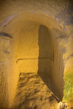 Carved cross, Grotte del Cantinone, Osimo, Province of Ancona, Italy