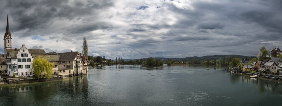 Historic centre, with St. George's Abbey, Stein am Rhein, Canton of Schaffhausen, Switzerland