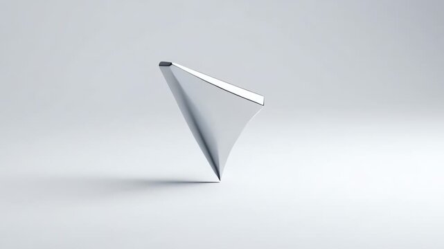 Metallic Paper Airplane Floating in Clean Studio