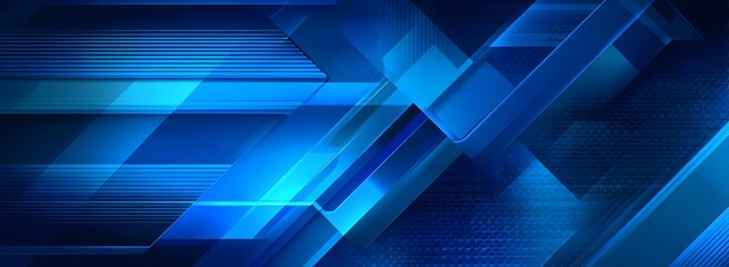 Obraz premium Abstract blue technology background with glowing stripes and geometric shapes creating a dynamic and futuristic design ideal for business presentations digital marketing or web graphics
