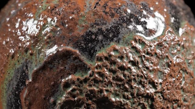 Closeup Macro Shot of Textured Surface with Metallic Sheen.