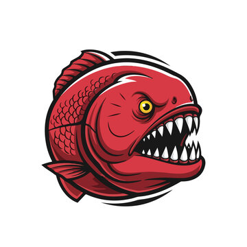 Aggressive Red Fish with Sharp Teeth