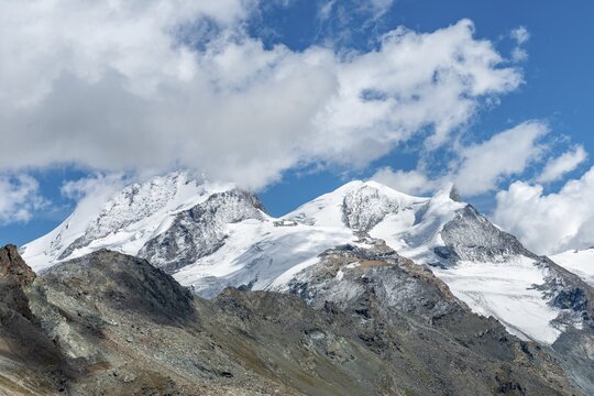 Snow-covered mountain peaks, Zermatt, Canton Valais, Switzerland