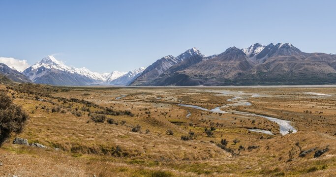Hooker River, Mount Cook, Mount Cook National Park, Southern Alps, Canterbury Region, Southland, New Zealand
