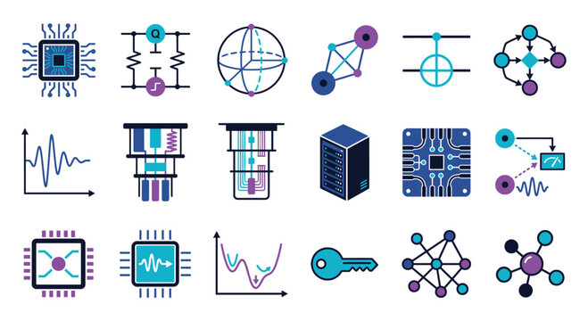 Collection of various technology icons.