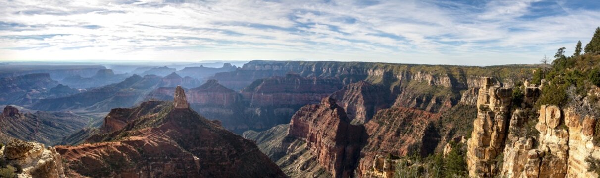 View from Point Imperial to Mount Hayden in canyon landscape, Grand Canyon National Park, North Rim, Arizona, USA