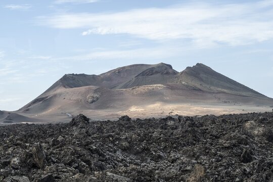 Volcanic landscape, Timanfaya National Park, Lanzarote, Canary Islands, Spain