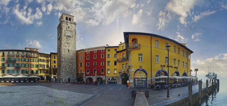 Piazza Novembre with Torre Apponale, Riva del Garda, Lake Garda North, Trento, Trentino-Alto Adige, Italy