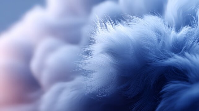 Soft, fluffy clouds blend in beautiful shades of blue and purple.