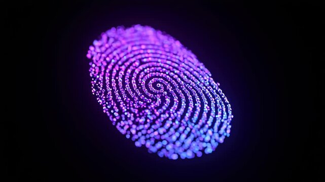 Glowing fingerprint with purple-blue gradient