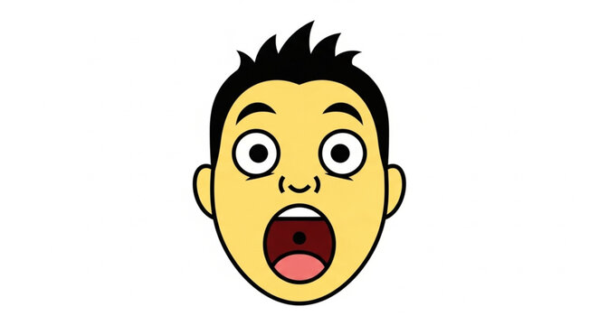 Shocked Man Face Expression Cartoon Illustration.
