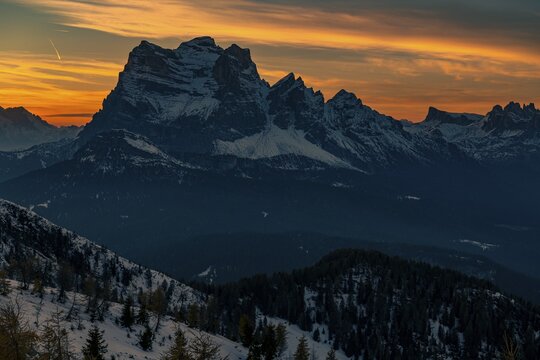 Peak of Monte Pelmo at sunset, Colle Santa Lucia, Val Fiorentina, Dolomites Italy