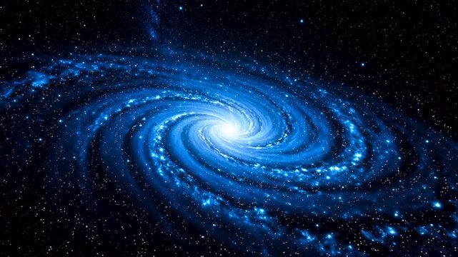 Blue spiral galaxy in deep space