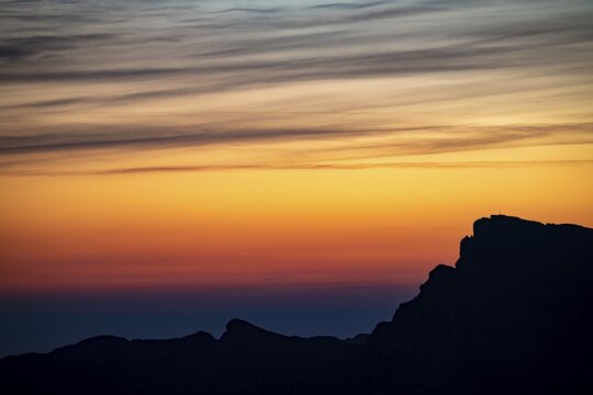 Summit of the high Ifen at sunrise, Schoppernau, Bregenzerwald, Vorarlberg, Austria