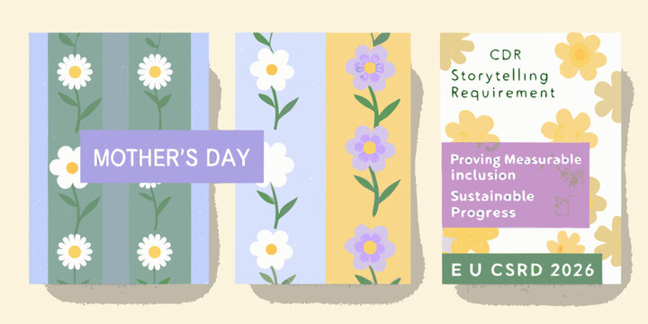 four floral cards with mother s day and csr text in watercolor style high quality