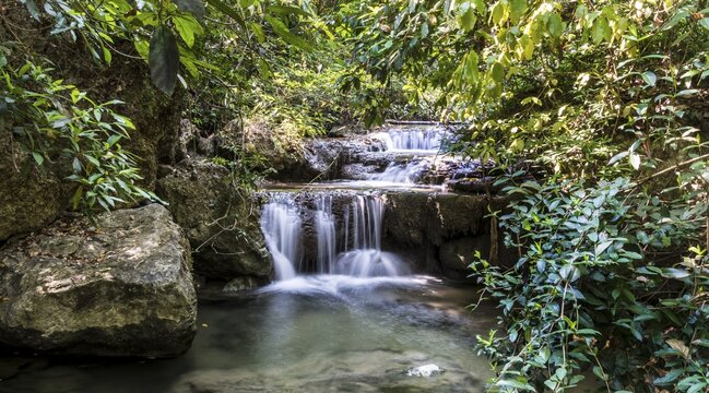 Waterfall in Erawan National Park, Kanchanaburi Province, Thailand