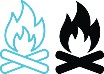 Two contrasting campfire illustrations with different artistic styles and colors © MelonChandro
