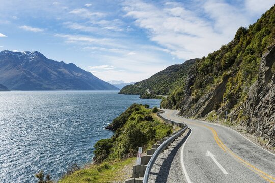 Road on Lake Wakatipu, Devils Staircase, Otago, Southland, New Zealand