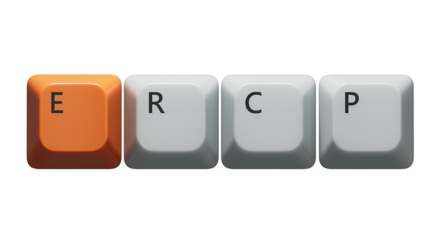 word ercp is made of wooden. medical concept of treatment, prevention and side effects.close up of Computer keyboard keys,Business Concept.Supports PNG files with transparent backgrounds.