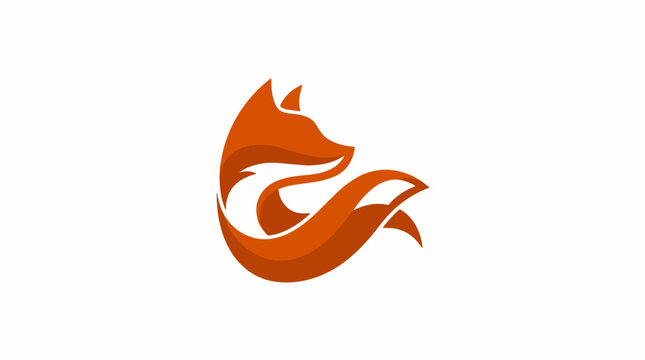 Modern logo of the head and tail of an orange fox