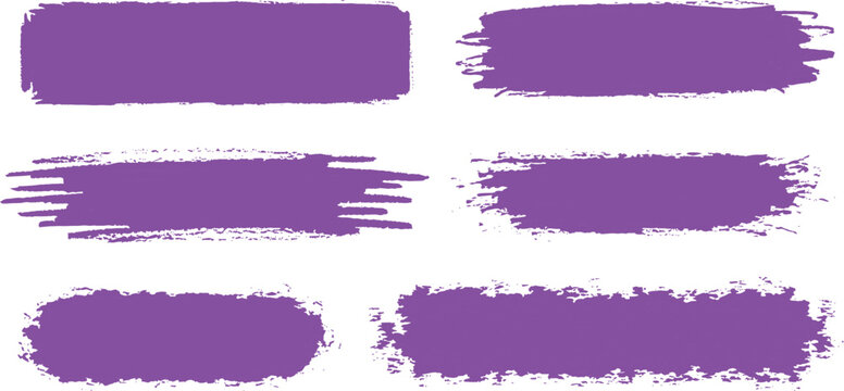 Purple Paint Brush Strokes and Grunge Ink Texture Banners