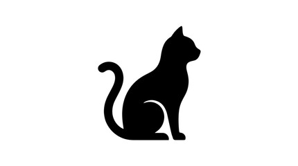 Silhouette of a sitting cat logo for a product logo. © Rusti
