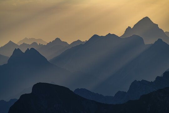 Golden hour over Allg&auml;u mountains, Warth, Vorarlberg, Austria