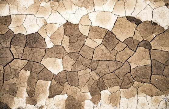 Dry cracked earth, dry cracks in the ground, dried clay, Iceland