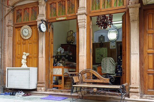 Antique shop, Chandni Chowk bazaar, one of the oldest market place in Old Delhi, India